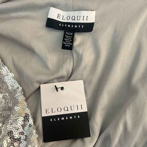 Eloquii NWT Silver Sequin Long Sleeve wrap top party Dress Size 22/24 - Picture 9 of 11